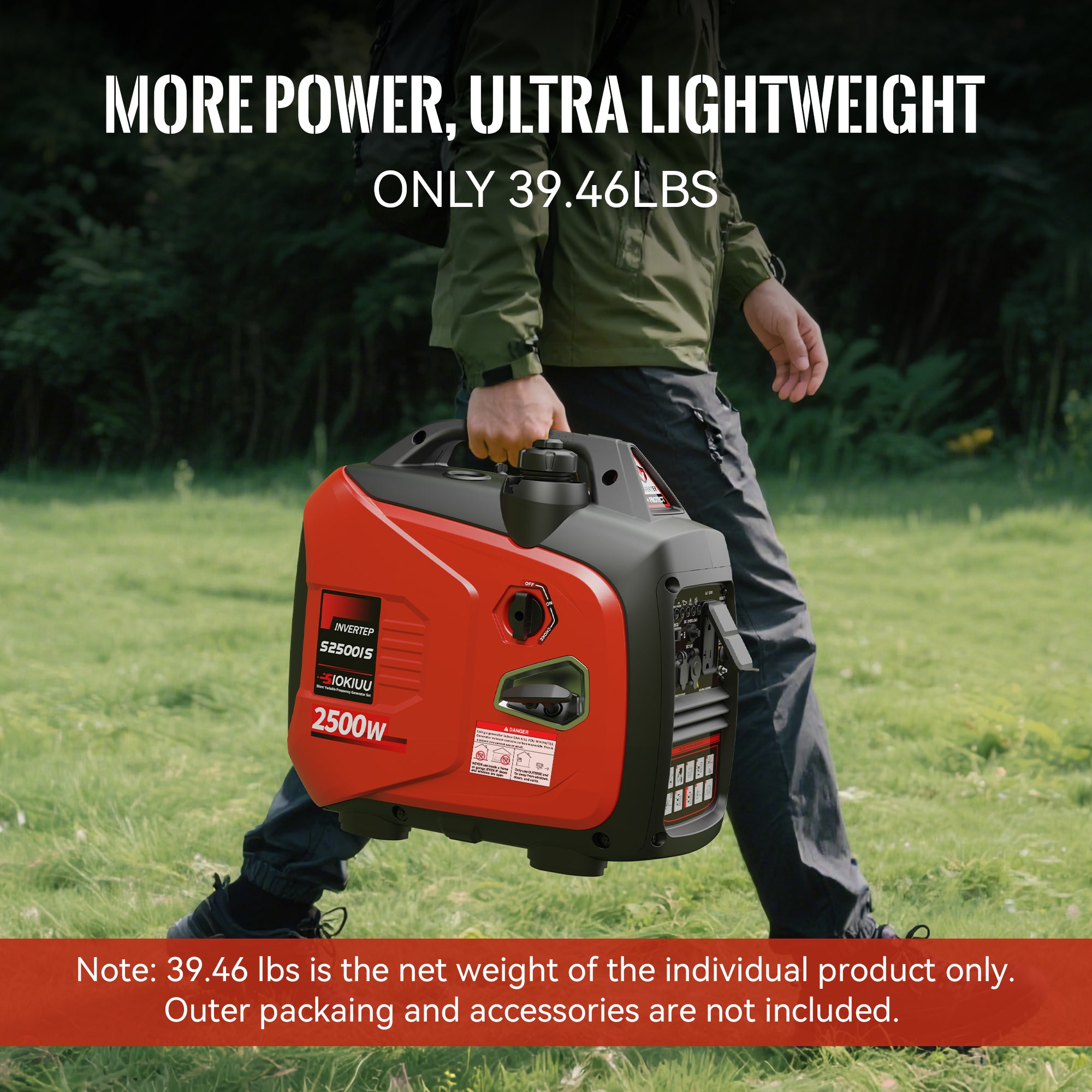 2500W Portable Generator Super Quiet Inverter Generator Ultra Lightweight for Home Backup