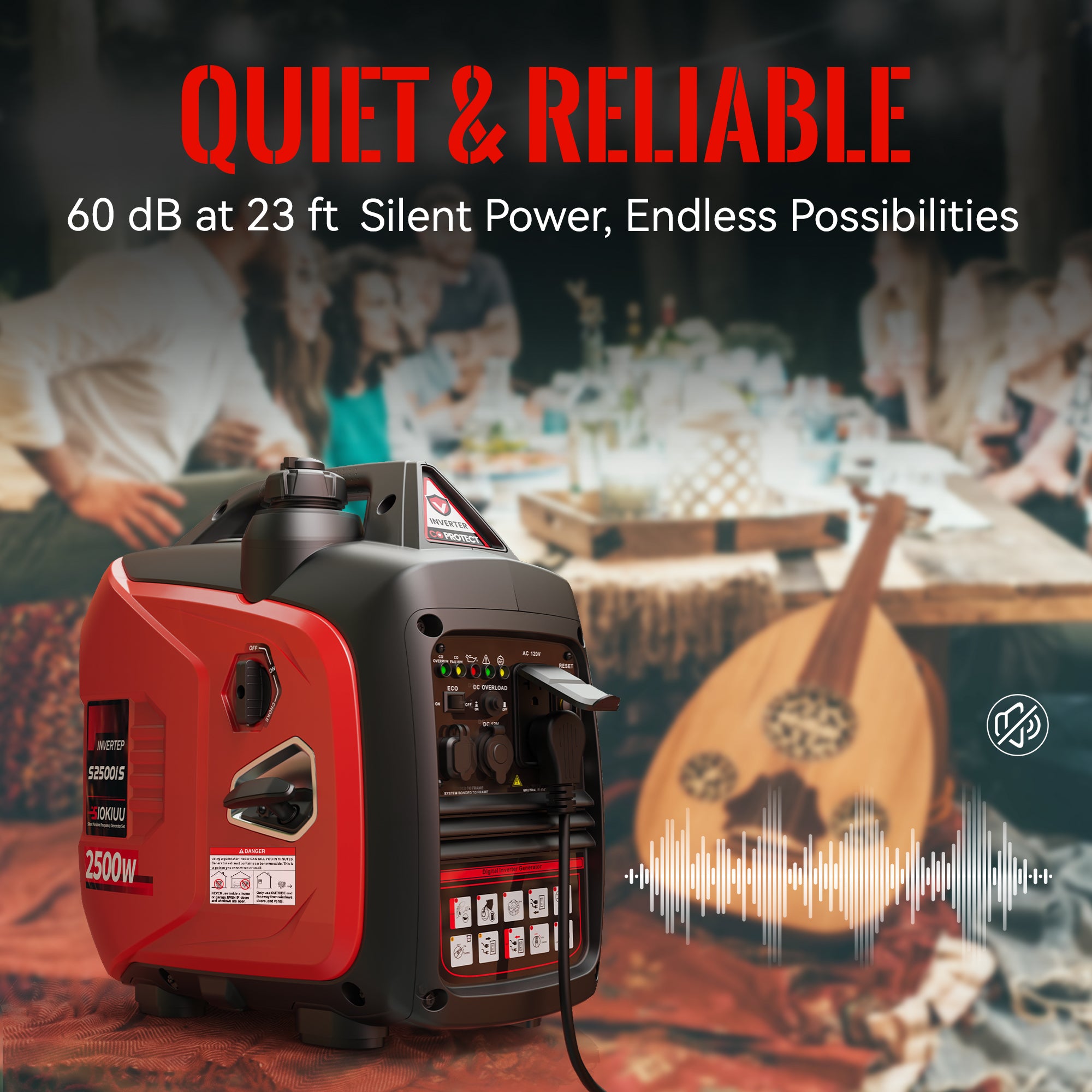 2500W Portable Generator Super Quiet Inverter Generator Ultra Lightweight for Home Backup