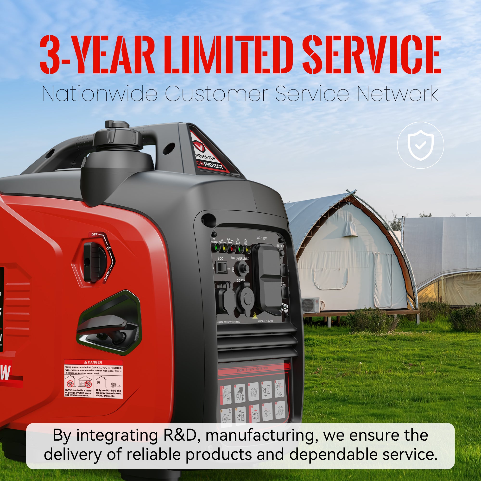 2500W Portable Generator Super Quiet Inverter Generator Ultra Lightweight for Home Backup