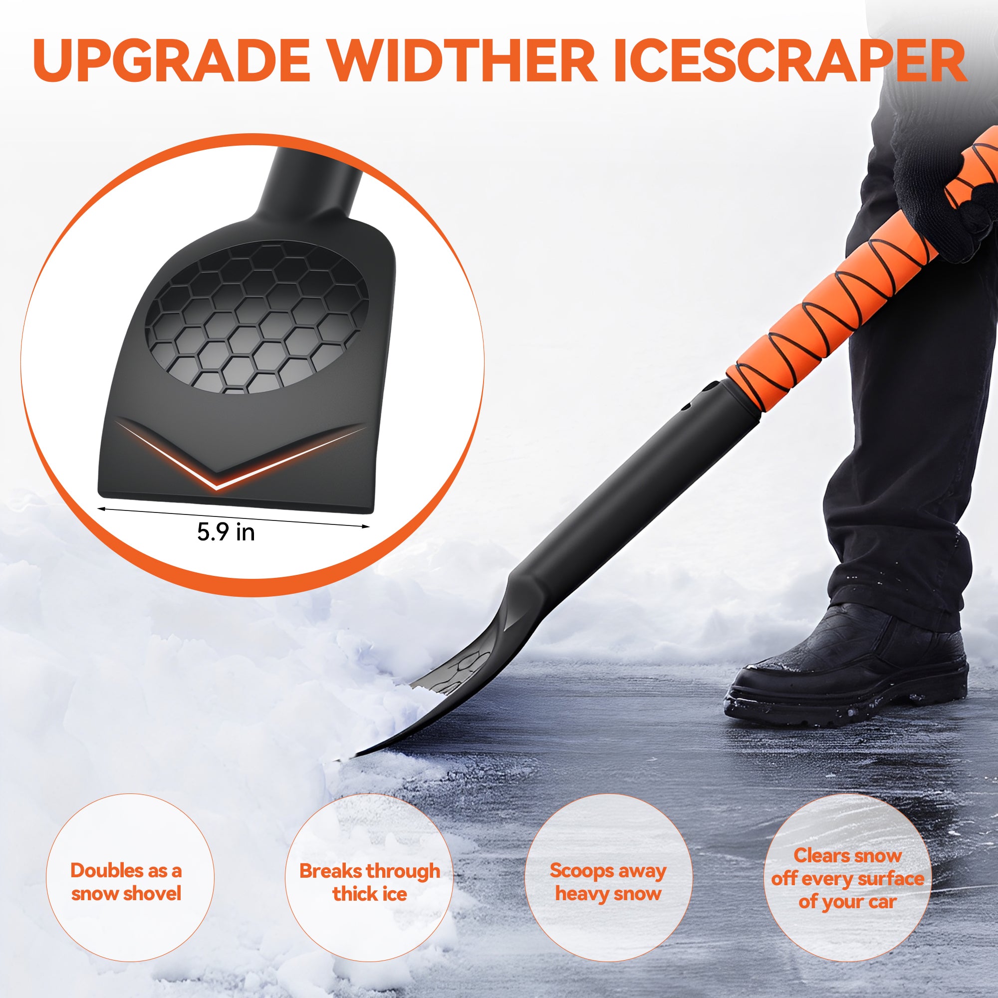 43-Inch Extendable Snow Brush & Ice Scraper Tool