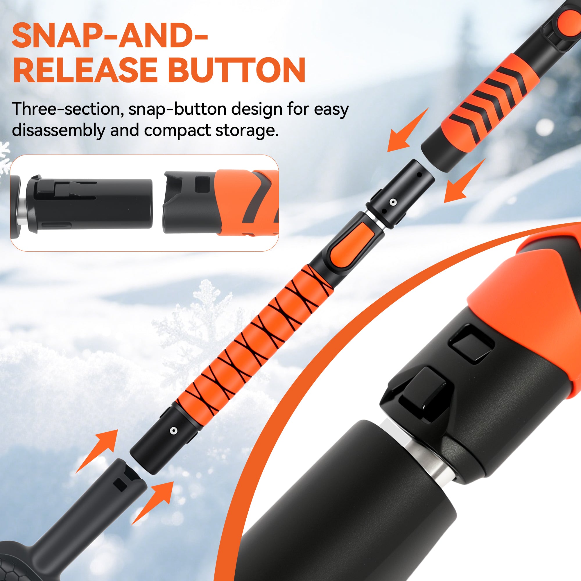 43-Inch Extendable Snow Brush & Ice Scraper Tool