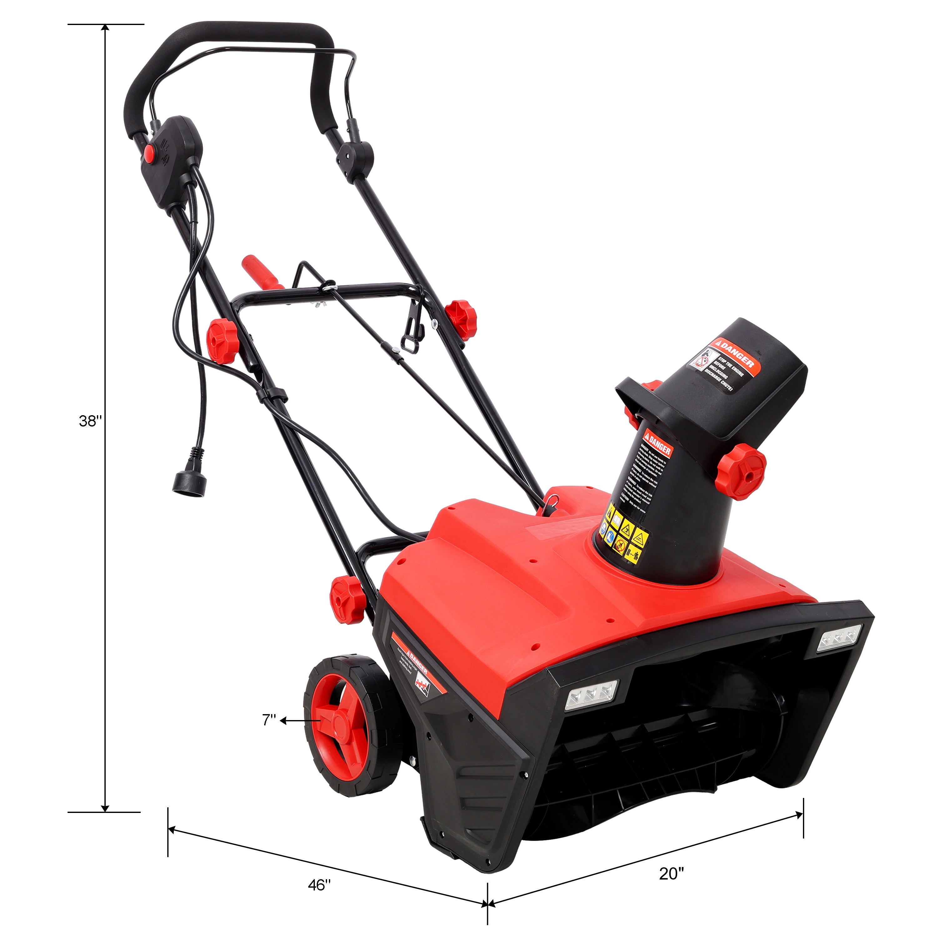 20-Inch Corded Electric Snow Thrower with LED