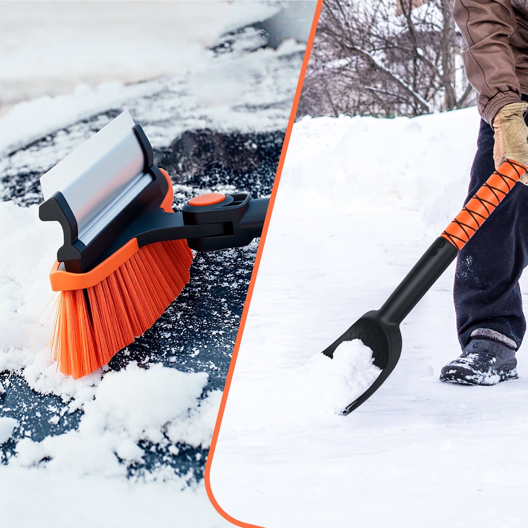 43-Inch Extendable Snow Brush & Ice Scraper Tool