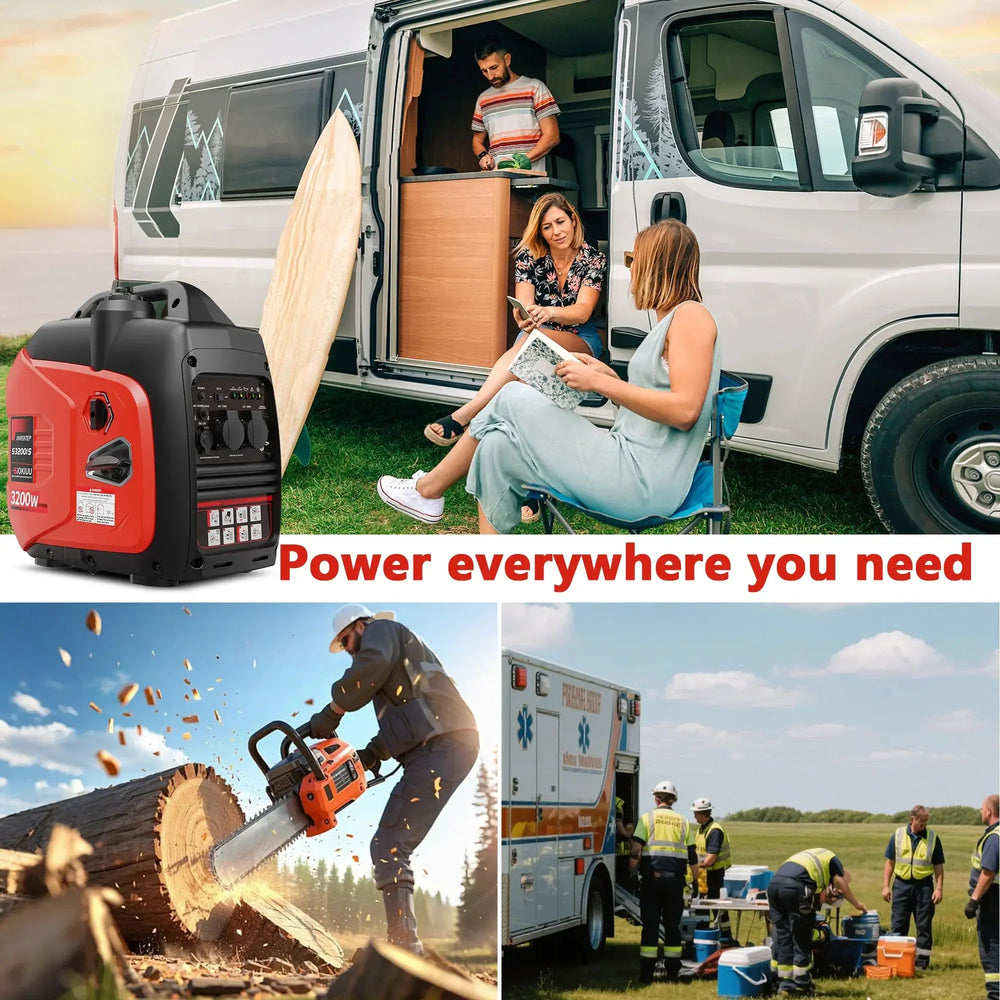 SIOKIUU 3200W Quiet Portable Inverter Generator – Reliable Power for Home and Outdoor Use - SIOKIUU