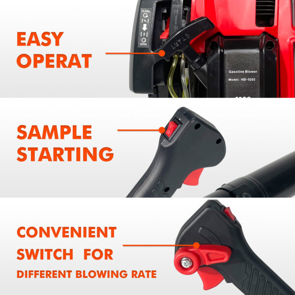 76CC,660CFM,200MPH ,4 Stroke Air Cooling Gas Backpack Grass Blower,Snow Blower EPA Compliant ,Backpack Gas Leaf Blower - Image 5