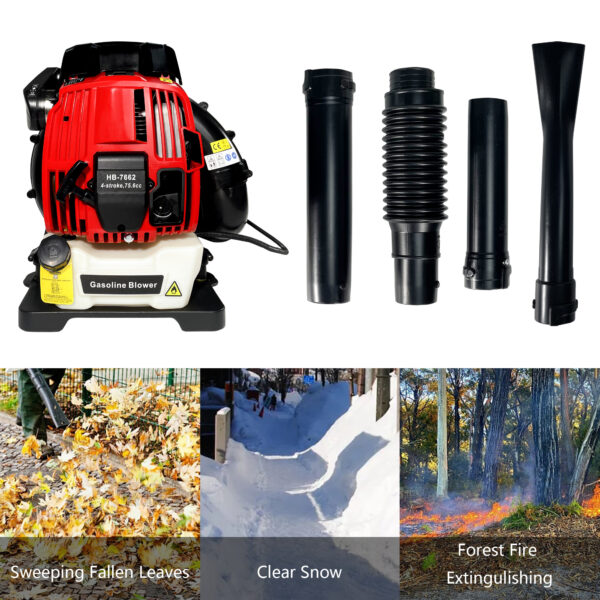 76CC,660CFM,200MPH ,4 Stroke Air Cooling Gas Backpack Grass Blower,Snow Blower EPA Compliant ,Backpack Gas Leaf Blower - Image 9