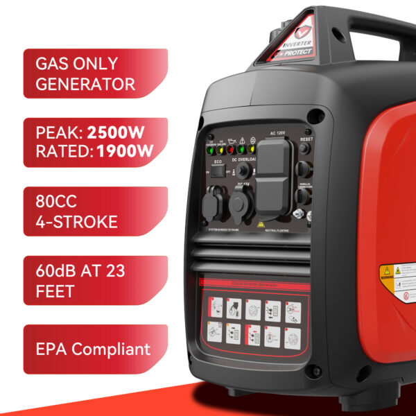 2500W Portable Generator Super Quiet Inverter Generator Ultra Lightweight for Home Backup - Image 4