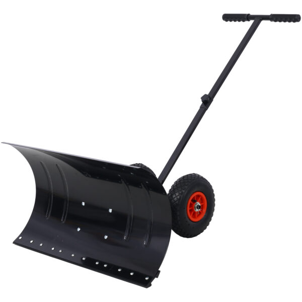 Snow Shovel with Wheels, Snow Pusher, Cushioned Adjustable Angle Handle Snow Removal Tool, 29" Blade, 10" Wheels,black color - Image 2