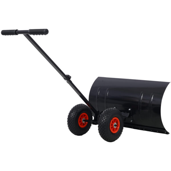 Snow Shovel with Wheels, Snow Pusher, Cushioned Adjustable Angle Handle Snow Removal Tool, 29" Blade, 10" Wheels,black color - Image 4