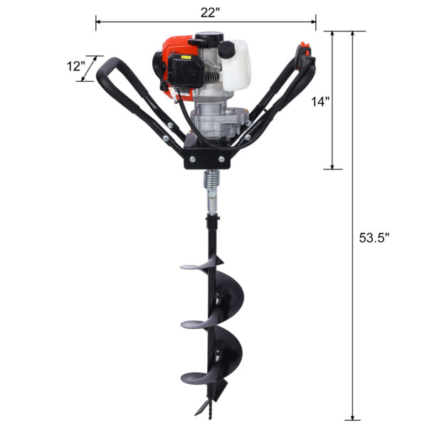 Post Hole Digger, 43cc Post Hole Digger, Gas Powered Earth Digger with 6&8" and absorber,Earth Auger Drill Bit, 30 inch Long Alloy Steel Auger, for Farmland, Garden and Plant, EPA Certification - Image 12