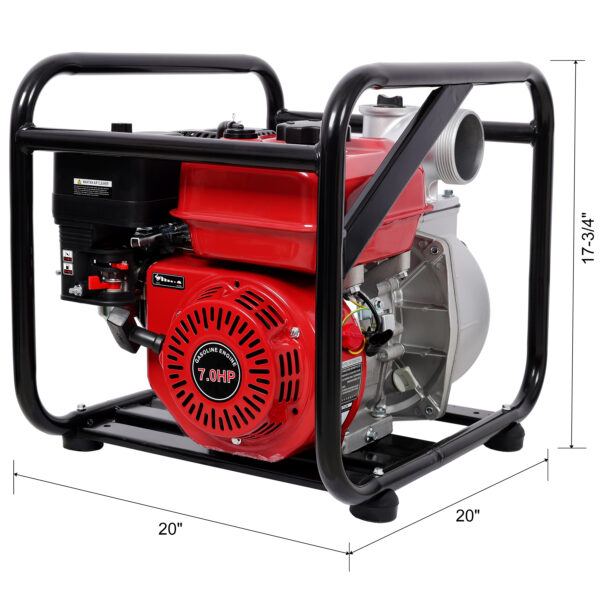 Gas Engine Powered Water Pump 3" inlet&outlet, Flow:264Gpm , 7HP Engine 212CC, EPA Certificated, 3in NPT Connector, with 25FT Flat Hose outlet - Image 2