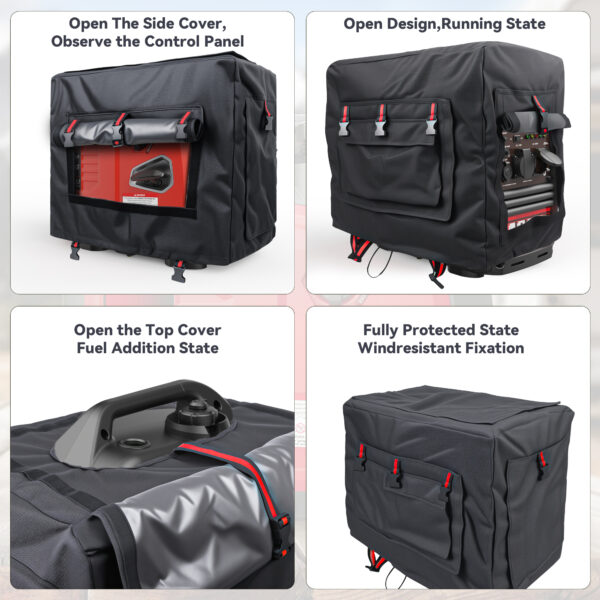 21.7 x 13.8x17.4 inches,Outdoor Generator Cover While Running Universal Portable Generator Tent for Most Generators Up to 4000W, Can Be Rolled Up and Opened All Around, Black - Image 4